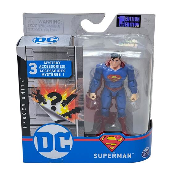 DC Heroes Unite 4" Superman Action Figure + 3 Mystery Accessories Spin Master - Picture 1 of 7